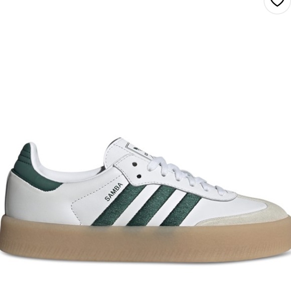 adidas Shoes - adidas Samba Platform Sneakers White with Dark Green and Gum Sole